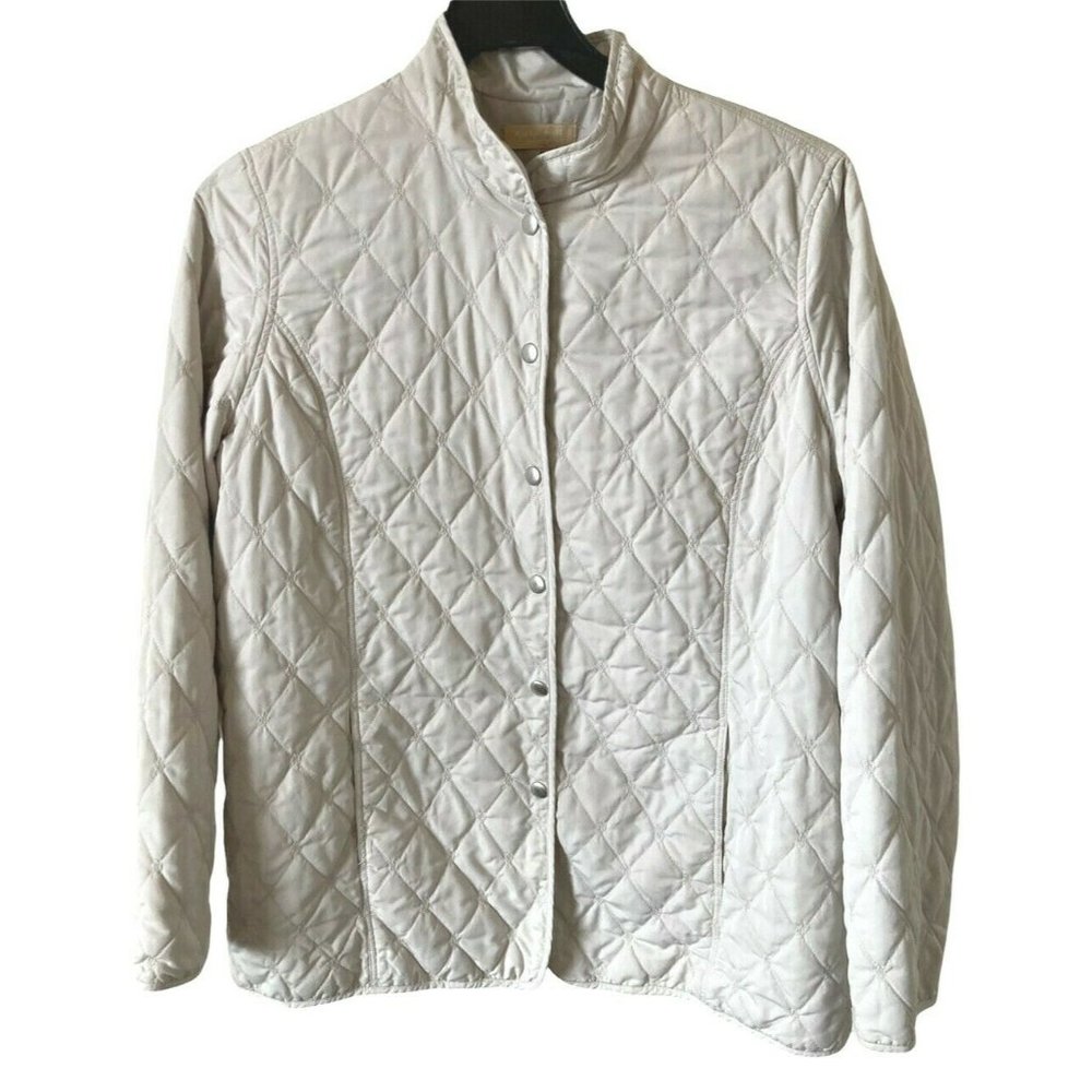 Kate Hill Snap Beige Quilted Jacket Women’s Size Large